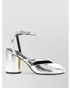 Maison Margiela Leather Tabi Ankle-Strap Sandal Court Shoes - Metallic