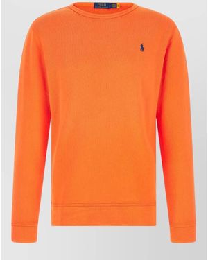 Polo Ralph Lauren Loopback Cotton Sweatshirt Ribbed Cuffs Hem - Orange