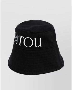 Patou Logo Print Cotton Bucket Hat - Black