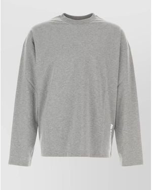 Jil Sander Cotton Crew Neck Long Sleeve T Shirt - Grey