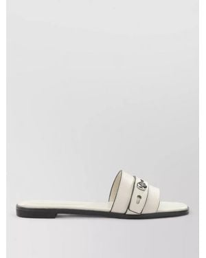 Tory Burch Leather Romy Slides - Natural