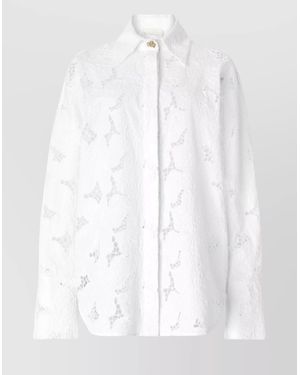 Genny Cotton Shirt With Embroidered Pattern And Sheer Fabric - White