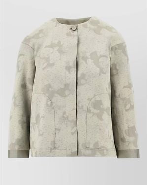 Emporio Armani Crewneck Long-Sleeve Fitted Jacket - Natural