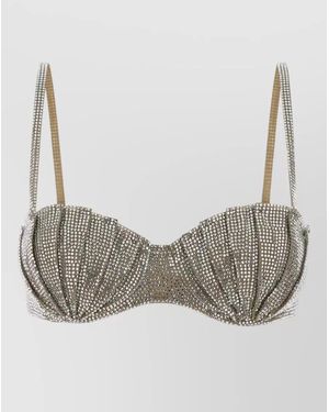 GIUSEPPE DI MORABITO Stretch Nylon Bra Adjustable Embellished Straps - Grey