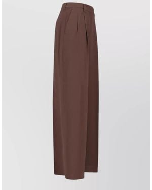 Incotex Straight Trousers Belt Loops Pleated Design - Brown