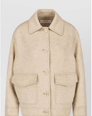 Lardini Cashmere Wool Single Breasted Coat - Natural