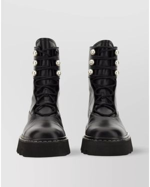Nicholas Kirkwood Leather Combat Boots - Black