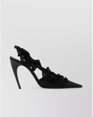 Nensi Dojaka Satin Pumps With Ruffle And Stiletto - Black