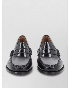G.H. Bass & Co. Moccasin Oxford Shoes Glossy Finish Stitched Detailing - Black