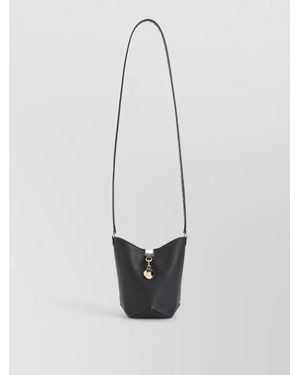 Lanvin Bucket Bag Pebbled Texture Studded Strap - White