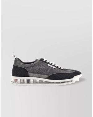 Thom Browne Leather Panelled Low-Top Trainers - Grey