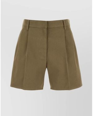 Prada Cotton Shorts With Back Pockets And Front Pleats - Green