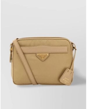 Prada Adjustable Strap Re-Nylon Crossbody Bag With Front Pocket - Natural