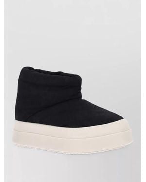 Rick Owens Ankle Height Sneakers Soft Fabric Round Shape - Black