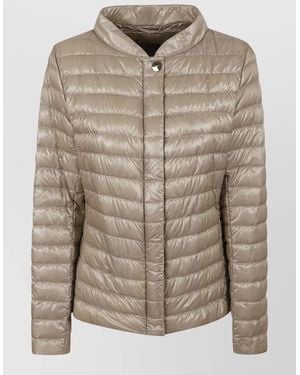 Herno High Collar Padded Jacket Quilted Texture - Brown