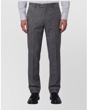 Lardini Prince Of Wales Check Virgin Wool Mid-Rise Wide-Leg Tailored Pants - Gray