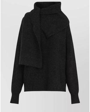 TOTEME Draped Scarf Knit Pullover - Black