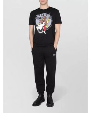 Alpha Industries Wolfhounds Crew Neck Graphic Print T-Shirt - Black