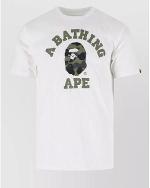 A Bathing Ape Graphic Print Crew Neck Short Sleeve T-Shirt - White