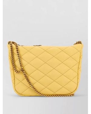 Saint Laurent Leather Crossbody Bag Featuring Chain Strap - Yellow
