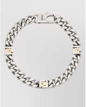 Fendi Ff Cube Bracelet Chain Link Design - Metallic