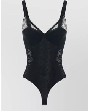 Elisabetta Franchi Sheer Knit Bodysuit - Black