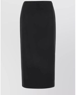 Miu Miu Stretch Silk High-Waisted Knee-Length Skirt - Black