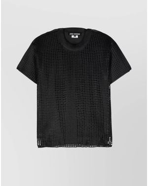 Junya Watanabe Open-Knit Panelled Crewneck T-Shirt - Black