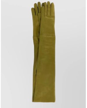Prada Nappa Gloves Long Length Stitch Detailing - Green