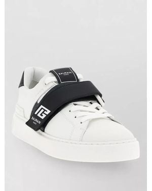 Balmain Leather Low-Top Trainers - White