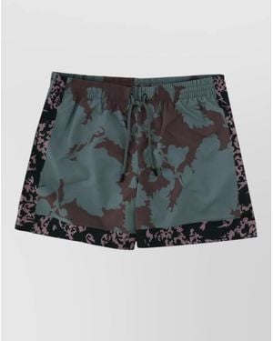 Dries Van Noten Mid Length Swim Shorts Floral Panels - Grey