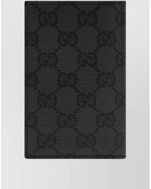 Gucci Textured Finish Compact Leather Cardholder Wallet - Black