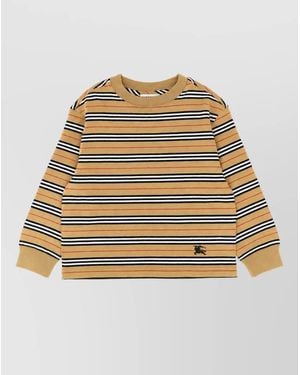 Burberry Striped Cotton Long-Sleeve Sweater - Natural