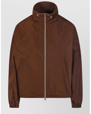 Herno High Collar Jacket Elastic Cuffs Pockets - Brown