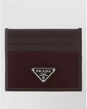 Prada Leather Card Holder - Purple
