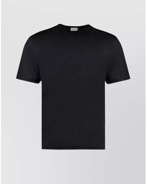 Saint Laurent Ribbed Collar Crew Neck Short Sleeves - Black