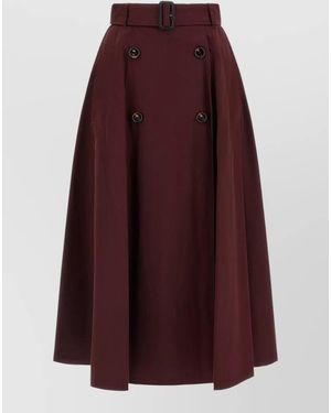 Burberry Cotton Gabardine Full Skirt - Purple