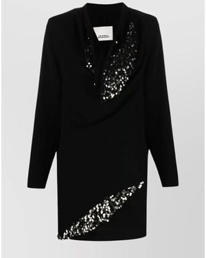 Isabel Marant Sequin-Embellished Cowl-Neck Asymmetric Mini Dress - Black