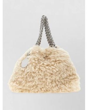 Stella McCartney Falabella Mini Shearling-Effect Shoulder Bag - Natural