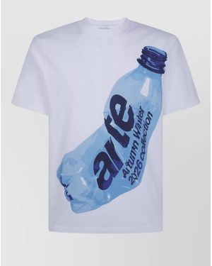 Arte' Graphic Cotton T-Shirt - Blue