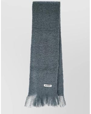 Jil Sander Soft Texture Scarf Fringed Edges Design - Grey