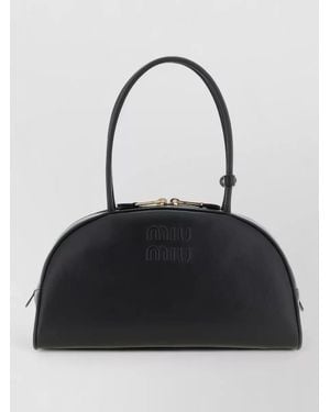 Miu Miu Beau Leather Shoulder Bag Bowling Silhouette - Black