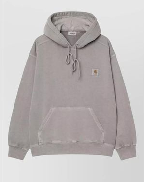 Carhartt Ribbed Cotton Logo Hoodie - Grey