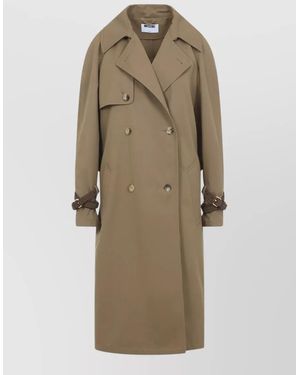 Moschino Double-Breasted Midi Trench Coat - Natural