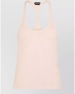 Tom Ford Slim Racerback Ribbed Logo Tank Top - Pink