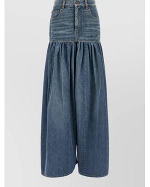 Chloé Denim High-Rise Wide-Leg Maxi Skirt - Blue