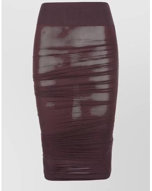 Wolford High Waist Skirt Ruched Sheer Overlay - Purple