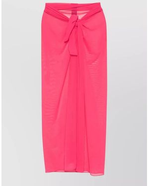 Fisico Tulle Midi Sarong Skirt Sheer Tie - Pink