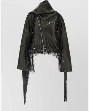 Rick Owens Cropped Flight Jacket Scarf Belt Collar - Black