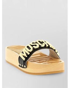 Moschino Platform Clog Sandals Open Toe Studs - Metallic